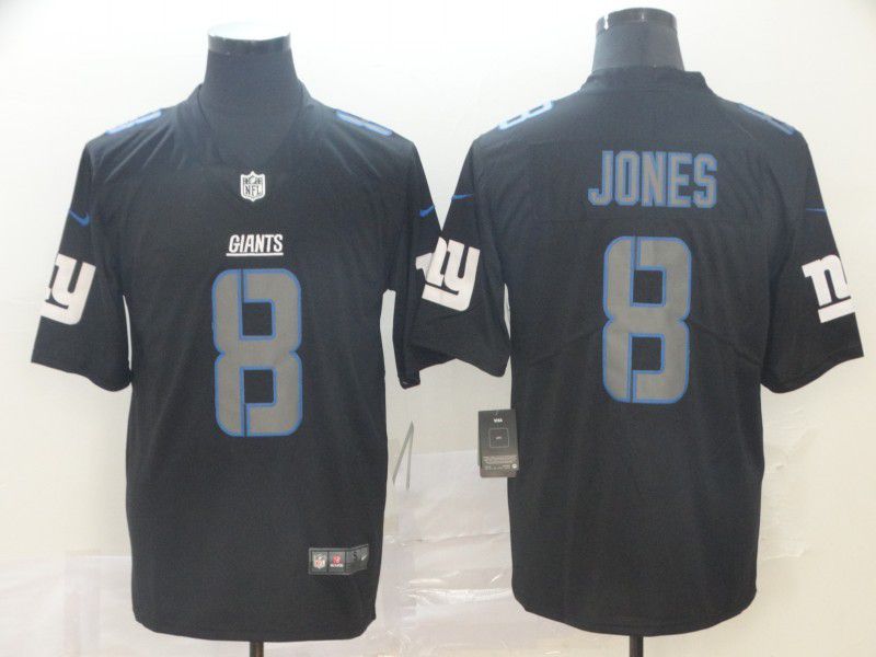 Men New York Giants #8 Jones Black Nike  Fashion Impact Black Color Rush Limited Jersey